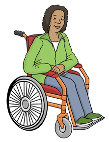 Eine Frau im Roll-Stuhl